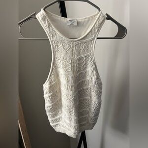 Abercrombie Cream Textured Sleeveless Top